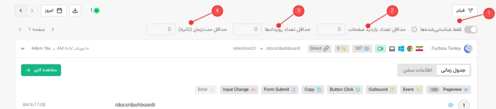 فیلتر سریع در سشن در آنالیز وب
